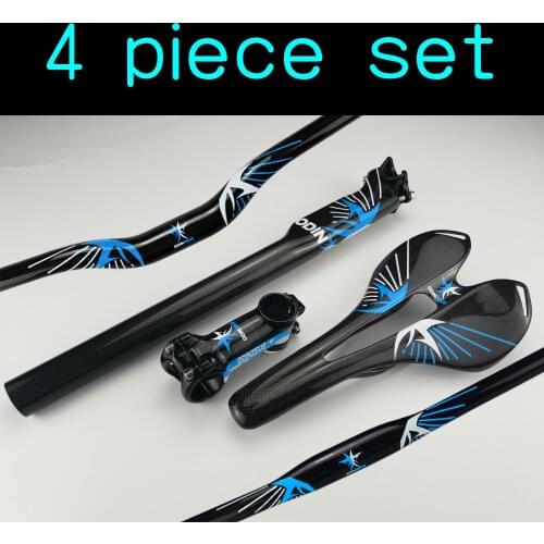Carbon Bicycle Saddle/Stem/Handlebar/SeatPost 4 piece set The latest ultra-light Carbon MTB/Road/Mountain Bicycle Accessories