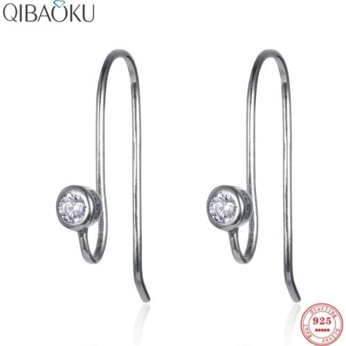 S925 Sterling Silver Earrings Round Zircon Ear Hook Exquisite Temperament Silver Hoop Earring Jewelry Fine Gift for Women