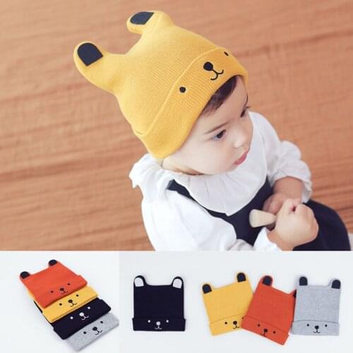 3-24Month New Winter Baby Cartoon Hats Newborn Woolen Embroidery Childrens Knitted Hats Toddler Kids Knitted Woolen Hats
