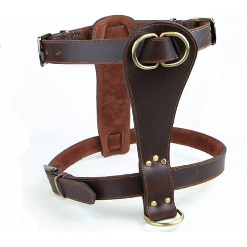 Adult Big Dog Harness Adjustable Dog Pet Vest Collar Leather Leash Strap Rope