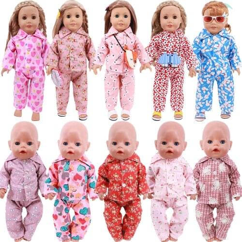 Discount!High Quality Pajamas Doll Clothes For 18 Inch American Doll Girls 43 Cm Baby New Born Accessories,Our Generation Gifts