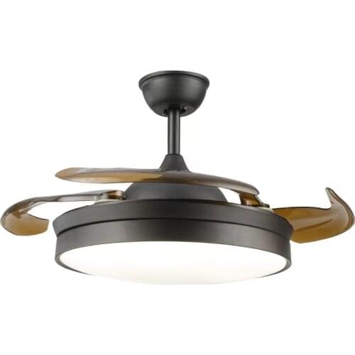 Modern invisible acrylic LED panel ceiling fan light silent ceiling fan restaurant lighting remote control dimming ceiling light