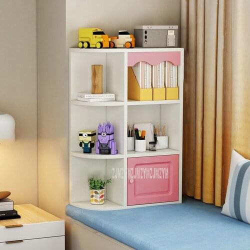 Three Layer Bookshelf Bookcase Simple Modern Living Room Bedroom Window Side Corner Storage Cabinet Wood Organize Storage Shelf