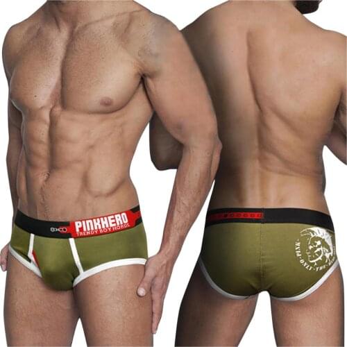 PINK HERO Mens Sexy Mens Printed Cotton Briefs 2021 Low Waist Plus Size Casual Breathable Trunks Panties Male Underwear Shorts