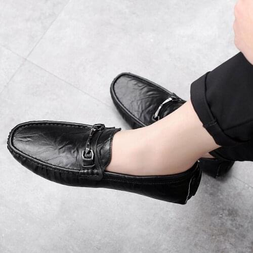 Genuine Leather Leisure Comfy Soft Casual Loafers Shoes Moccasins Gentleman Shoes Luxury Brand Outdoor Fashion Driving Shoes I