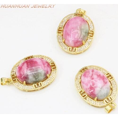 Vintage Drop Exquisite Pendant Natural Jades Stone Pendants For Women 22x30mm Stainless Steel Zircon Chain Lucky Jewelry B3344