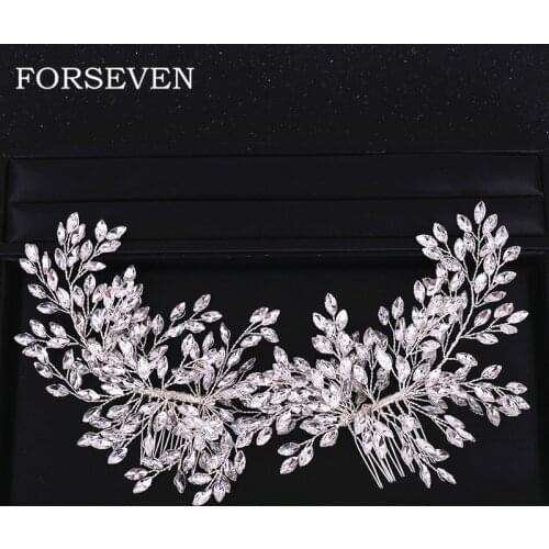 Newest Design Crystal Rhinestone Hair Comb Wedding Hair Accessories Double Hair Combs For Bride Crystal Rhinestone Headband