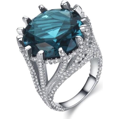 YaYI Jewelry Fashion Princess Cut Huge 13 CT 18*18mm Green Zircon Silver Color Engagement Set Rings wedding Rings Party Rings