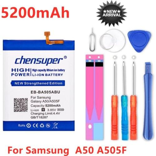 100% Original chensuper 5200mAh EB-BA505ABN EB-BA505ABU Battery For Samsung Galaxy A50 A505F SM-A505F