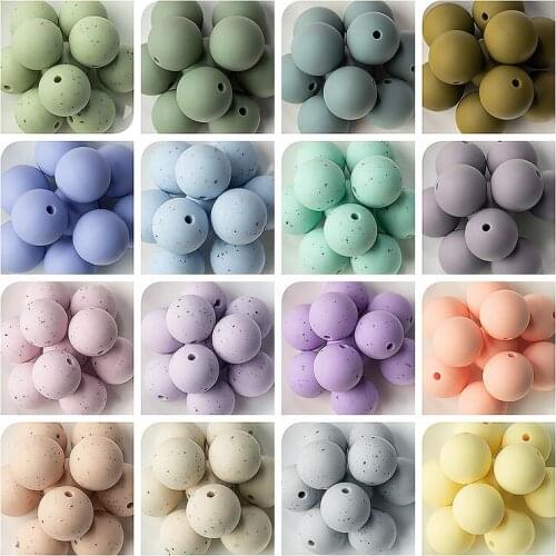 100 PCS 15MM Beads Round Starry Sky Style BPA Free Food Silica Gel Necklace Accessories DIY Nipple Chain