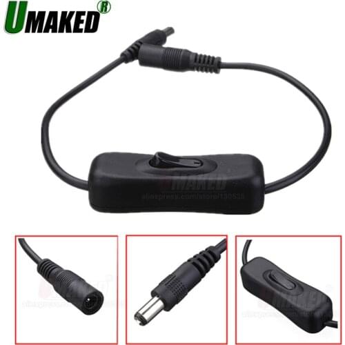 2pcs Wholesale Price 2.1x5.5mm for DC In Line Power Cable Connector Jack Wire With ON OFF Switch For LED Strip Light 12V 1A