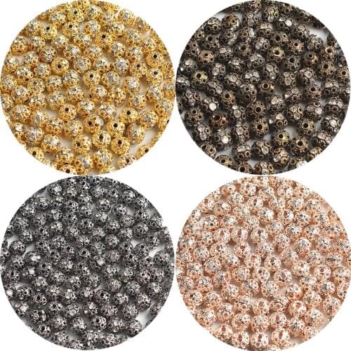50pcs 6 8mm Metal Plated Crystal Rhinestone Ball Spacer Loose Beads For Jewellery Making Diy Bracelet Necklace Accessories