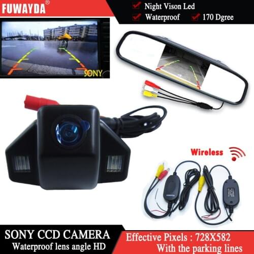 FUWAYDA HD Car Monitor mirror+wireless Car backup rearview parking camera For HD Honda Fit Hatchback 08/11 Odyssey 08-13 CRV