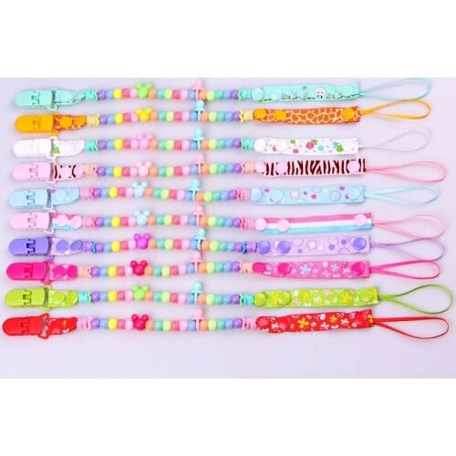2017 Newborn Baby Pacifier Clips Chain Baby Nipple Holder DIY Round Bead Pacifier Chain Clip for Child Nipple Folder B0657