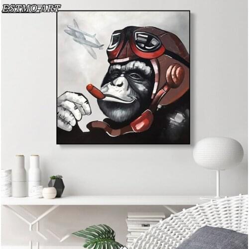 Canvas Decorative Paintings Funny Animal Canvas Printing Astronaut Monkey Smoking Wall Art Poster Abstract Anime Posters Picture