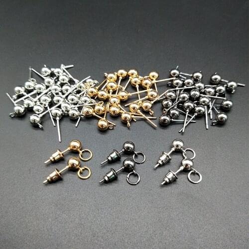 DIY Earring Jewelry Accessories 30PCs Metal Ear Pins Ball Needles and 100pcs Earring Backs 100Pcs Open Circle Jump Rings