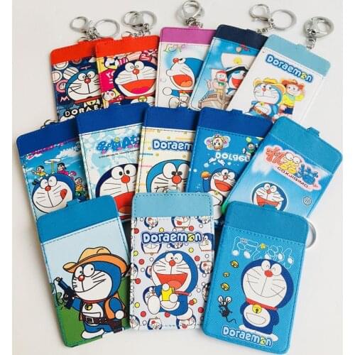 IVYYE 1PCS Doraemon Anime Plush Card Holder PU Cartoon Credit ID Bags Coin Bus Card Wallet Kid Girls Birthday Gifts New
