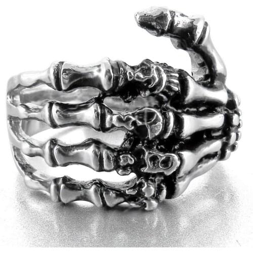 Sell Europe and The United States retro skeleton ring, dark punk claw hand bone ring gothic accessories halloween men women