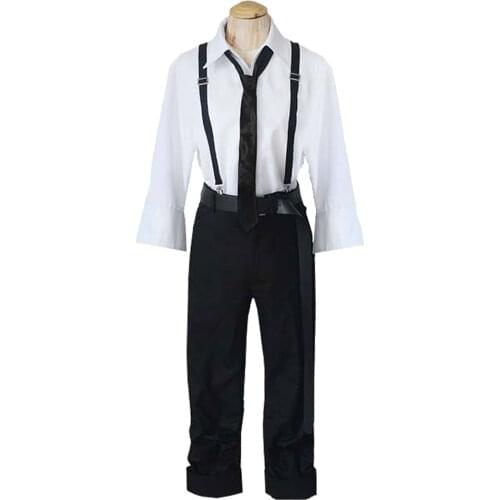 Brdwn Bungo Stray Dogs Agency Nakajima Atsushi Cosplay costume school uniform suit (shirt+pants+tie+gallus+gloves+Belt)