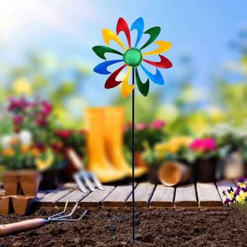 Creative Rainbow Outdoor Pinwheel Wind Spinner Garden Decoration Toys for Kids 29x119cm