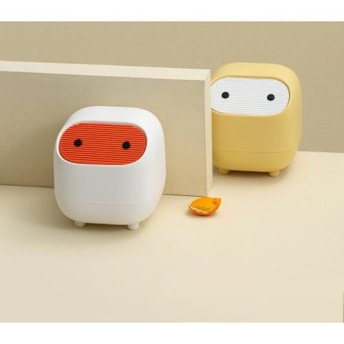 Creative Cartoon Desktop Storage Bin Mini Bedroom Trash Can with Lid Garbage Bin Household Daily Necessities Trash Can Bedroom