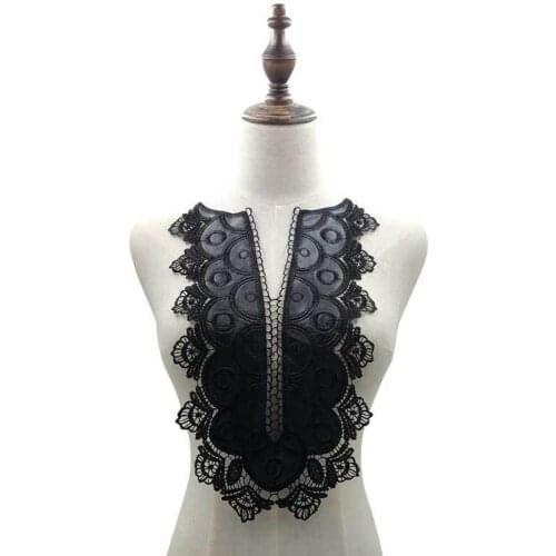 Fashion Black Leather Embroidery Collar Patch Lace Neck DIY Handicraft Sewing Trimmings Evening Dress Garment Sewing Supplies