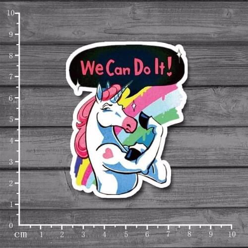 We can do it! Waterproof PVC Laptop Notebook Skin Stationery Sticker Home decor jdm Decal For kid Toy Suitcase Stickers[single]