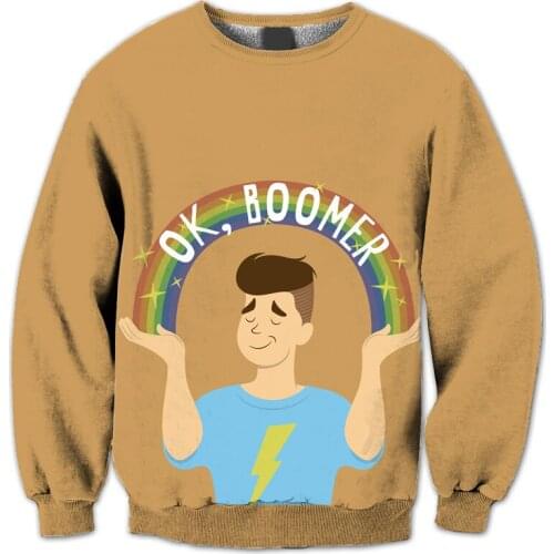 REAL AMERICAN US SIZE Ok Boomer 3D Sublimation print Crewneck Sweatshirts plus size 4XL 5XL 6XL