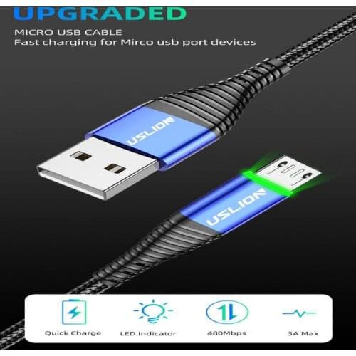 New 3.0A Fast Charging Mobile Phone Data Cable Multi-Color Light-Emitting High-Speed Transmission Nylon Braided Data Cable