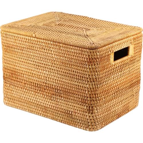 Big deal Laundry Basket Rattan Woven Storage Basket Handmade Large Capacity Portable Clothing Storage Box Household,36X26X24cm
