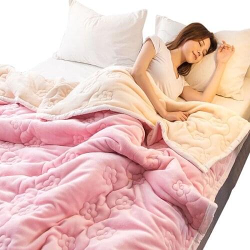 GraspDream thick Warm Coral Fleece blanket Winter twin/king/queen size printed patchwork bedroom quilts duvte bedding comforter