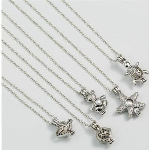 Natural Freshwater Pearl Pendant Hollow Necklace Fashion Chain Ocean Animal Necklace Men Women 6 Style Jewelry Accessory