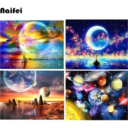 Full Square 5D DIY Diamond Painting Space planet landscape diamond Embroidery Cross Stitch Rhinestone Diamond Painting Decor