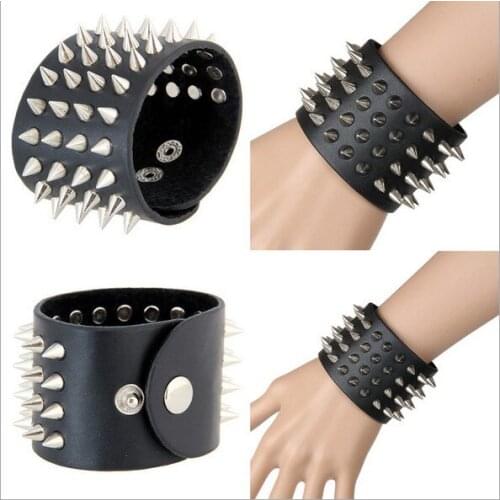 Sexy gothic punk bullet men boy Disco dance costume party rivet nail leather bracelets gloves wholesale