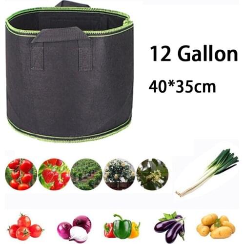 12 Gallon Plant Grow Bag Large Capacity Flower Pot Vegetable Gardening Reusable Fabric Plant Growing Bags Garden Tools Supplies
