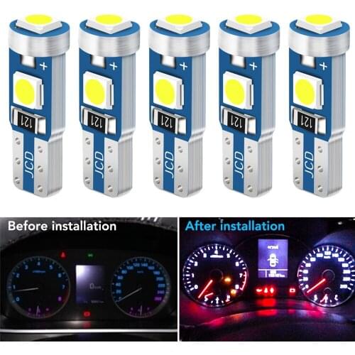 5Pcs T5 Led Bulb W3W W1.2W Car Interior Wedge Dashboard Light for Toyota TRD avensis auris hilux Corolla Camry RAV4