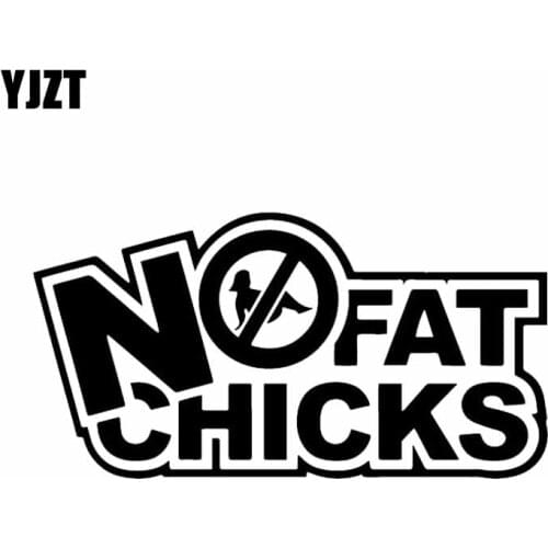 YJZT 14X7.3CM NO FAT CHICKS Car Sticker JDM Sexy Girl Cartoon Vinyl Decal Black/Silver C26-0158