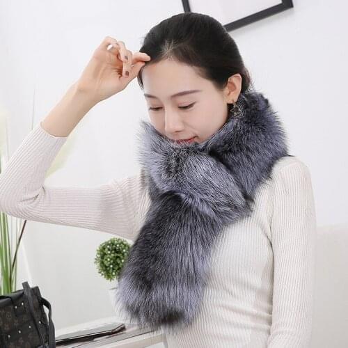 JKP Real Fox Fur Womens Scarf Large Winter Foulard Femme Genuine Fox Fur Mufflers Wraps and Shawl Collar Luxury Brand Scarf
