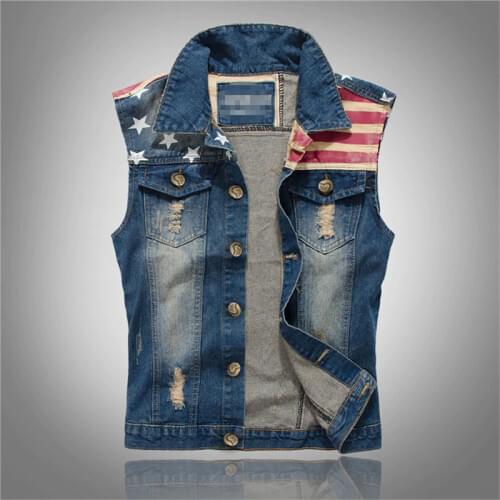 Spring Autumn New Denim Vest Mens Sleeveless Cowboy Waistcoat high-grade Jean Coat Ripped Slim Fit Male cotton Casual Jacket