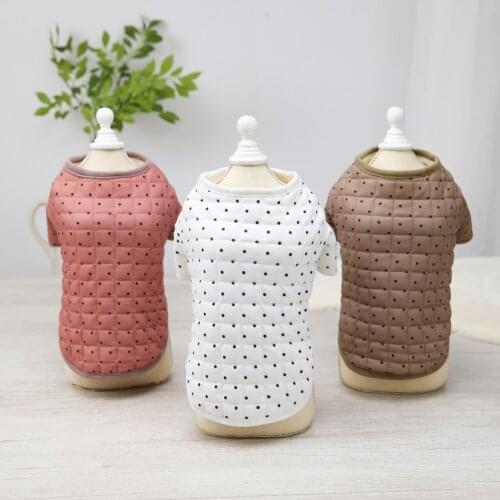 Winter Warm Dog Clothes Dot Print Bulldog Pet Vest Puppy Outfit Dog Jackets Windproof Clothing for Small Medium Dogs Yorkie