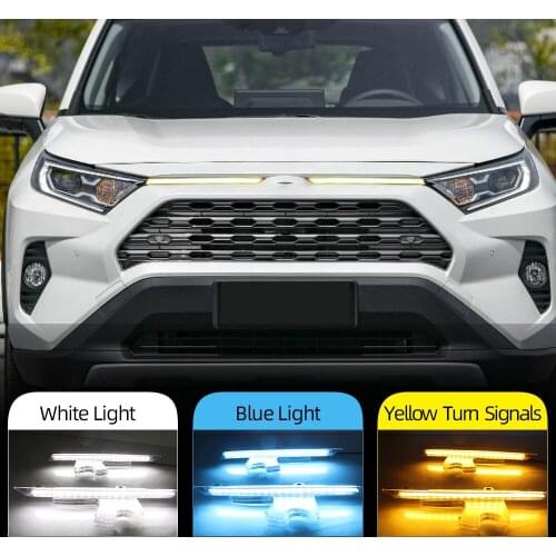1 Pair Yellow Turn Signal Function Car DRL For Toyota RAV4 2019 2020 LED Daytime Running Light Automobile Cover Decoration Light