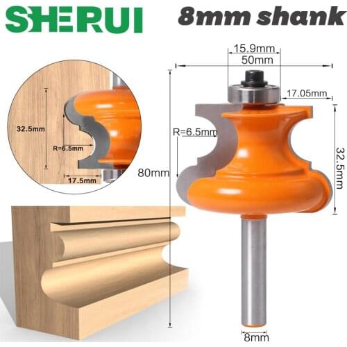 SHERUI 1pc 8mm Shank Bead Molding Router Bit Flute & Beading Line Woodworking Tenon Milling Cutter for Wood Tool