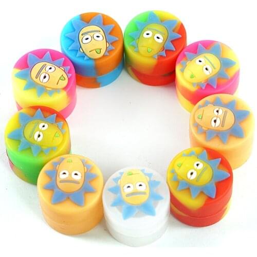 10pcs 2ml Mini Wax Concentrate Containers Silicone Oil Dab Jar with Lid for Weed Cute Cartoon Style Not Sticky Storage Use