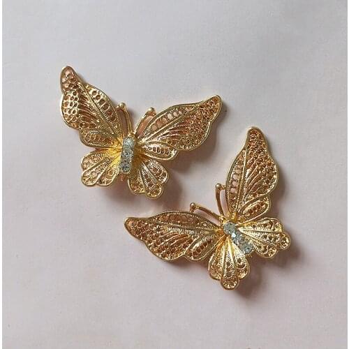 10 PCS 31x51mm Metal Alloy KC Gold Butterfly Connectors DIY Accessories For Jewelry Making