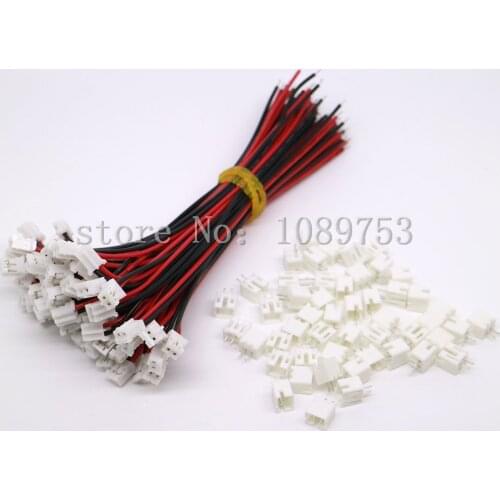 100 SETS Mini Micro JST 2.0 PH 2-Pin Connector plug with Wires Cables 100MM