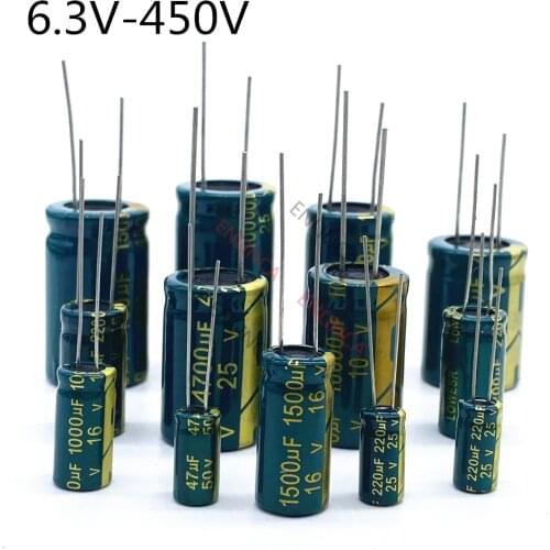 10V 16V 25V 35V 50V 63V 100V 200V 400V 20% High Frequency Capacitor 100UF 220UF 330UF 470UF 680UF 1000UF 1500UF 2200UF 3300UF