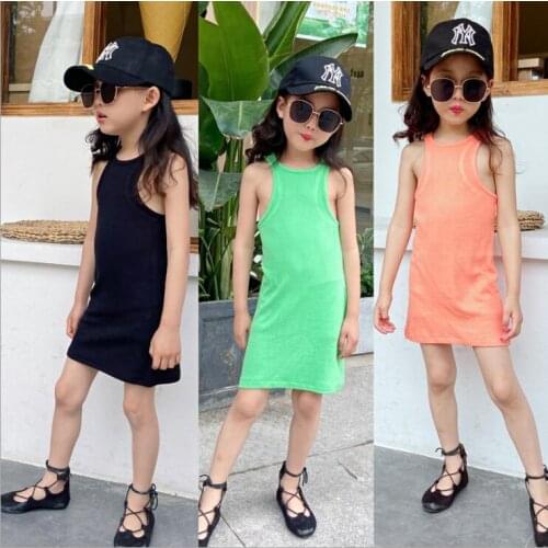 2021 Korean style girls dress fashion cotton summer girls dresses 4-9 years B225