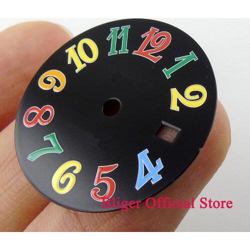 28.5mm colorful marks date window black/white Watch Dial fit DG2813 MIYOTA 8215 Movement