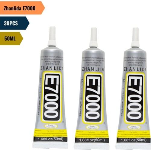 30PCS Zhanlida E7000 50ML Clear Contact DIY Cloth Fibre Adhesive Multipurpose Diamond Glass Glue With Precision Applicator Tip