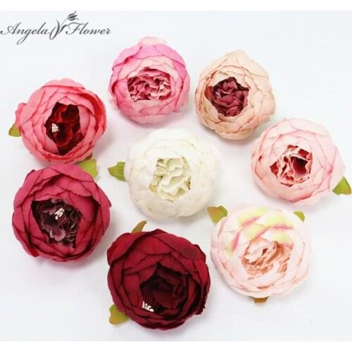 5pcs 8cm artificial bud heart peony flower heads silk rose wedding party decor flower wall arrangement accessories photo props